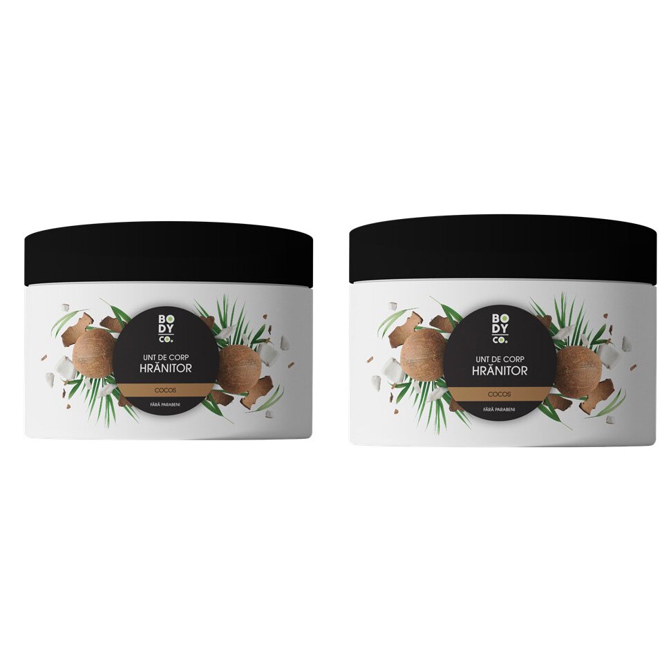 Pachet promo BODY co.: Unt de corp hranitor cocos, 2 X 200 ml