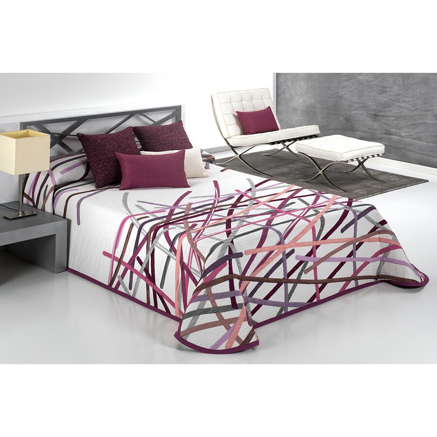Set Cuvertura Bastian si o fata de perna, Reig Marti, roz fucsia, 190 cm x 270 cm