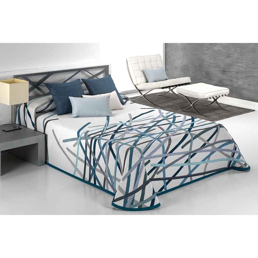 Set Cuvertura Bastian si o fata de perna, Reig Marti, albastru, 205 cm x 270 cm