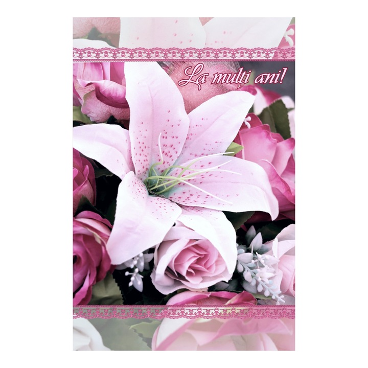 Felicitare cu plic, "La multi ani!", 120x180mm, carton 300 g