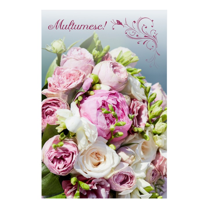 Felicitare cu plic, "Multumesc!", 120x180mm, carton 300 g