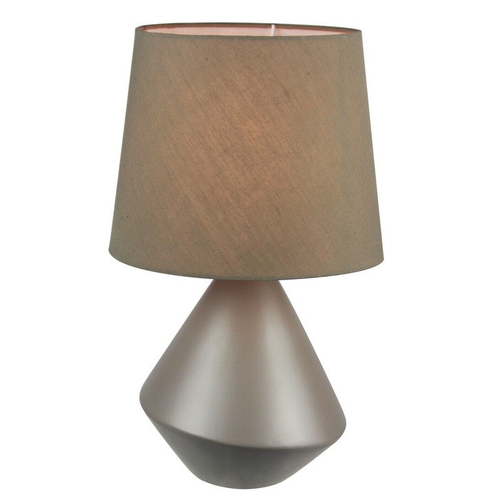 Veioza Wendy 1xE14, max 40W, corp ceramica maro, abajur textil, marime 340 mm