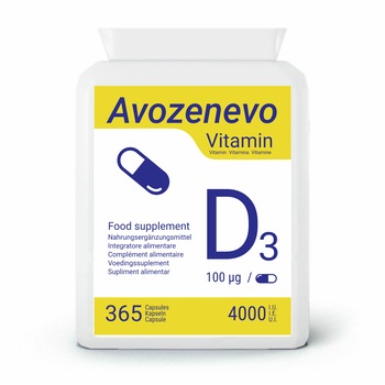 Vitamina D3, 365 comprimate, 100ug/comprimat, 4000UI - Supliment Alimentar Avozenevo Vitamina D3, 365 comprimate, 100ug/comprimat, 4000UI - Supliment Alimentar Avozenevo
