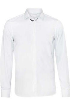 Camasa Barbati Neil Barrett Micro Fair-Isle Thunderbolt BCM007C-R003S, Alb Camasa Barbati Neil Barrett Micro Fair-Isle Thunderbolt BCM007C-R003S, Alb