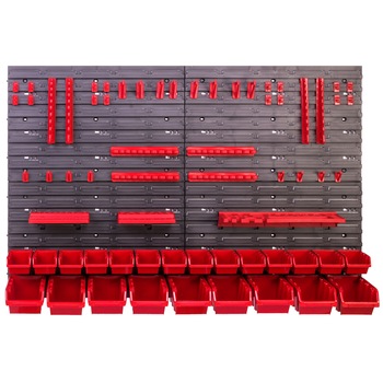 Set panouri de perete, 23 recipiente de organizare Botle, 115x78 cm, Rosu/Negru Set panouri de perete, 23 recipiente de organizare Botle, 115x78 cm, Rosu/Negru