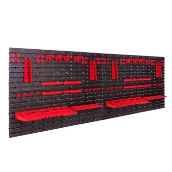 Set panouri de perete, Suporturi de organizare Botle, 230x78 cm, Rosu/Negru Set panouri de perete, Suporturi de organizare Botle, 230x78 cm, Rosu/Negru