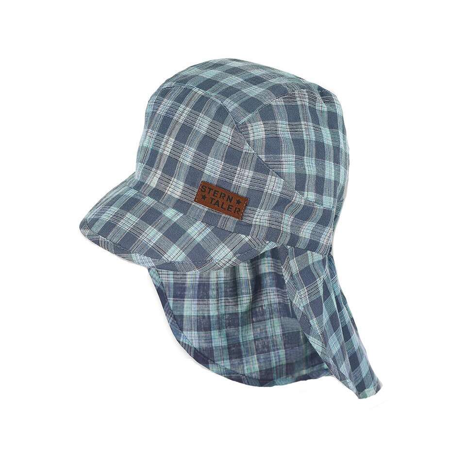 Palarie baieti Sterntaler, albastra, 51 cm, 18-24 luni, UPF 30, imprimeu carouri