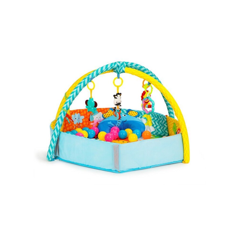 Centru de Activitati 3 in 1 cu Saltea de Joaca pentru Bebelusi, Bigshot BS9638MC, Jucarii Suspendate si 30 Mingi, Multicolora