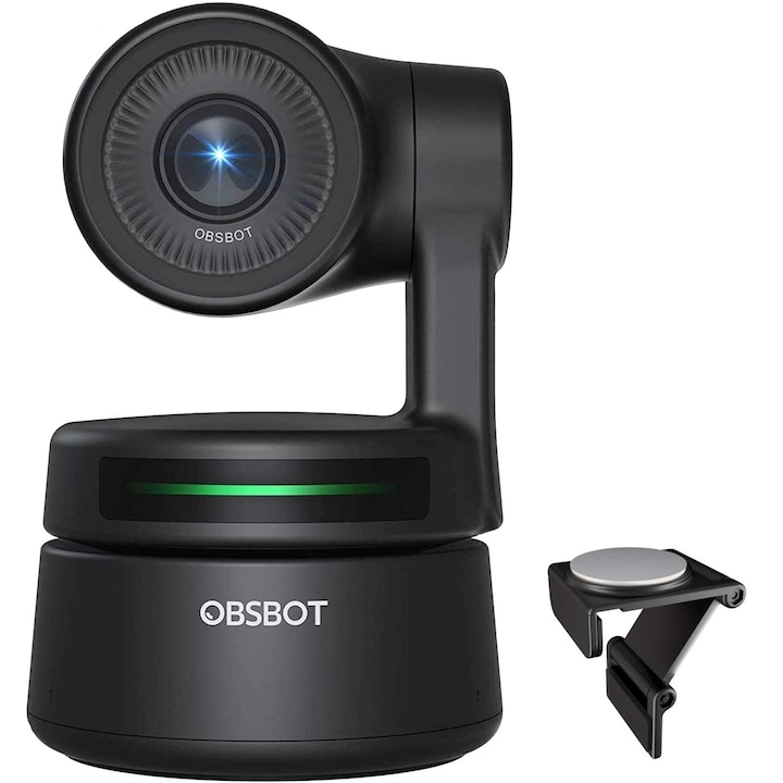 Obsbot 2-Axis Gimbal PTZ webkamera, Full HD 1080P, gesztusfelismerés, beépített kettős, többirányú mikrofon és mesterséges intelligencia követés automatikus kerettel