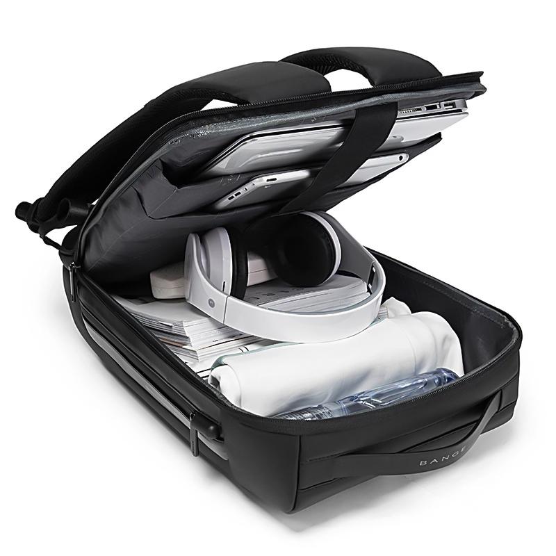 Rucsac laptop 15.6", smart casual, impermeabil cu sistem antifurt, port de incarcare USB, BANGE, 49X33X17 cm, Negru