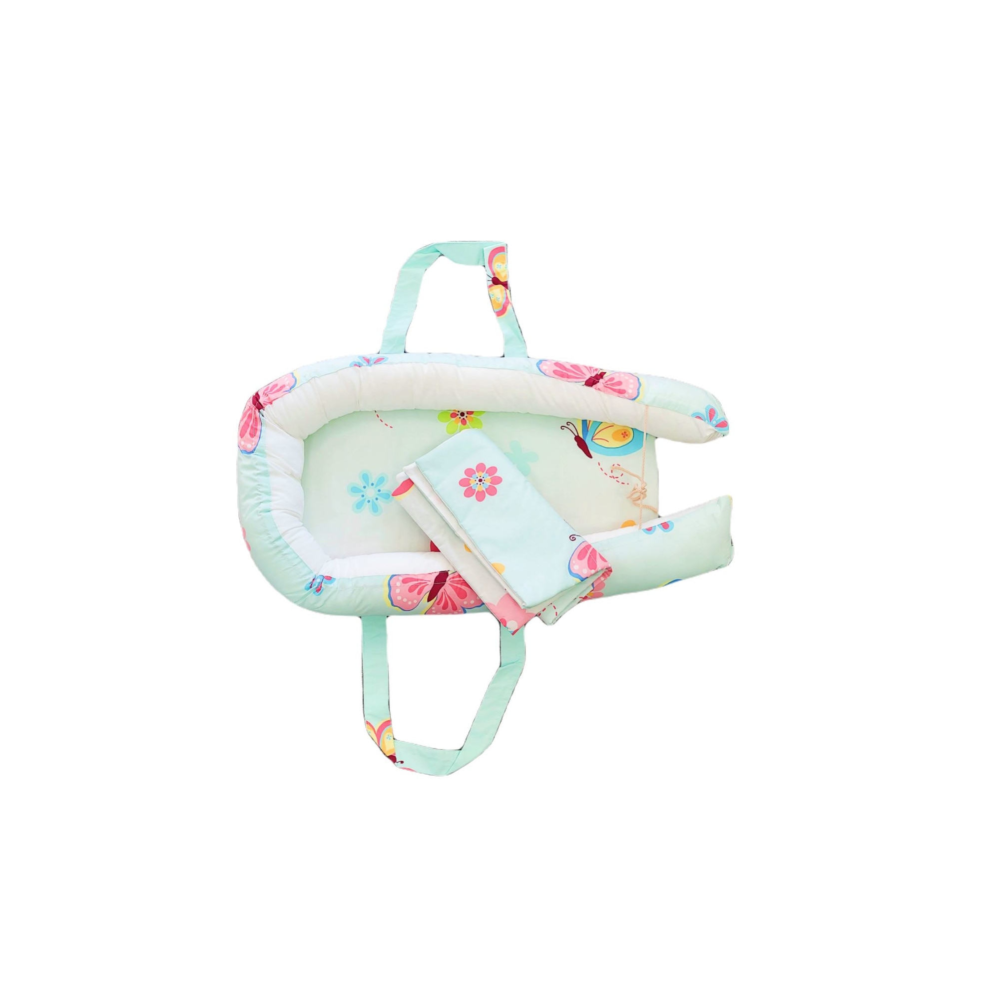 Pozitionator Baby Nest Somnart, Cosulet bebelusi, Salteluta 42x84x2, Paturica 70x70, model Fluturi
