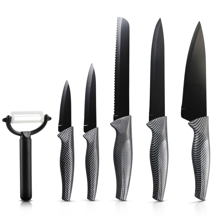 Set 5 cutite, curatator legume si fructe, cutie depozitare