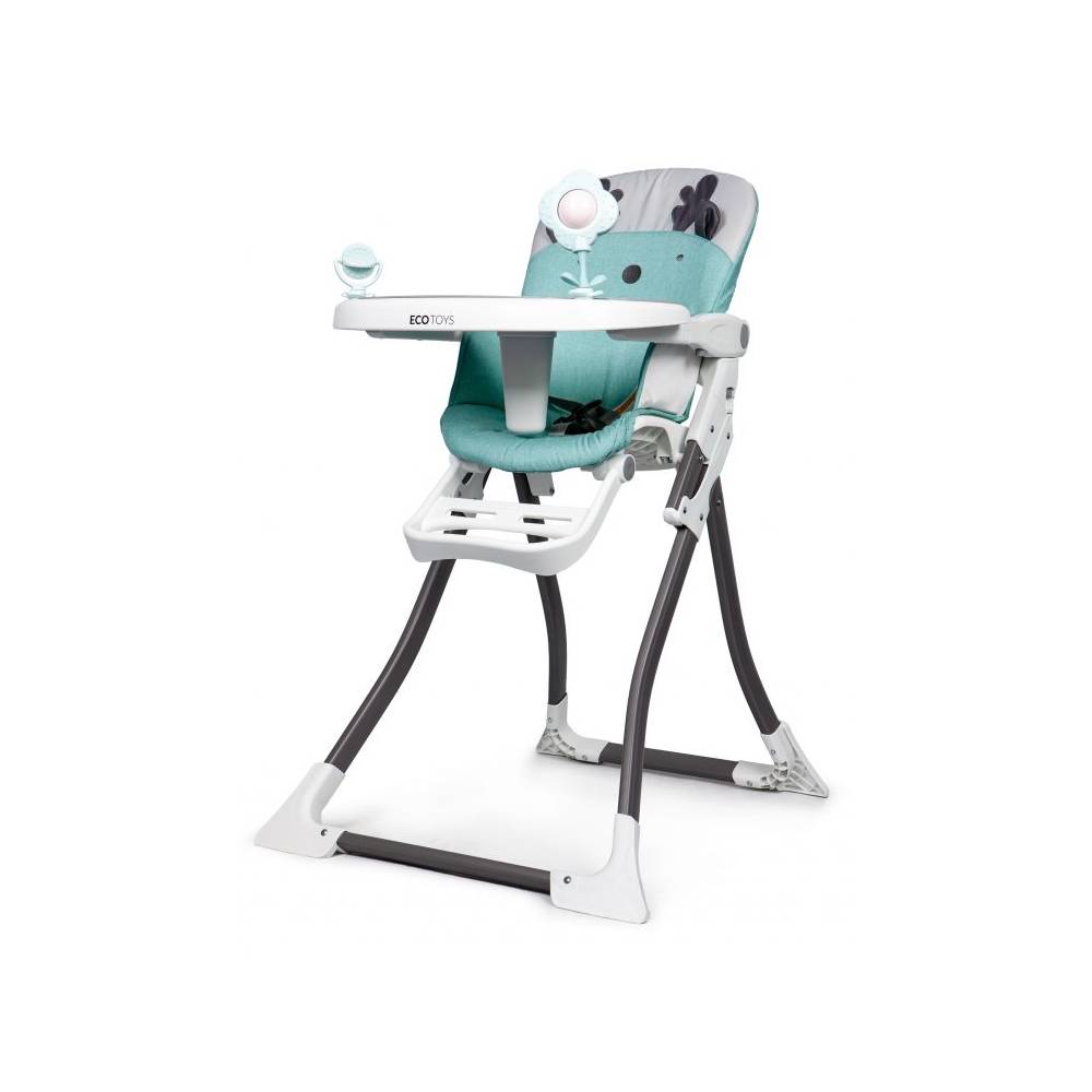 Scaun Alimentatie Bebelusi Bigshot BS1901WGRAY, 2 Niveluri, Pliabil, Alb - Verde - Gri