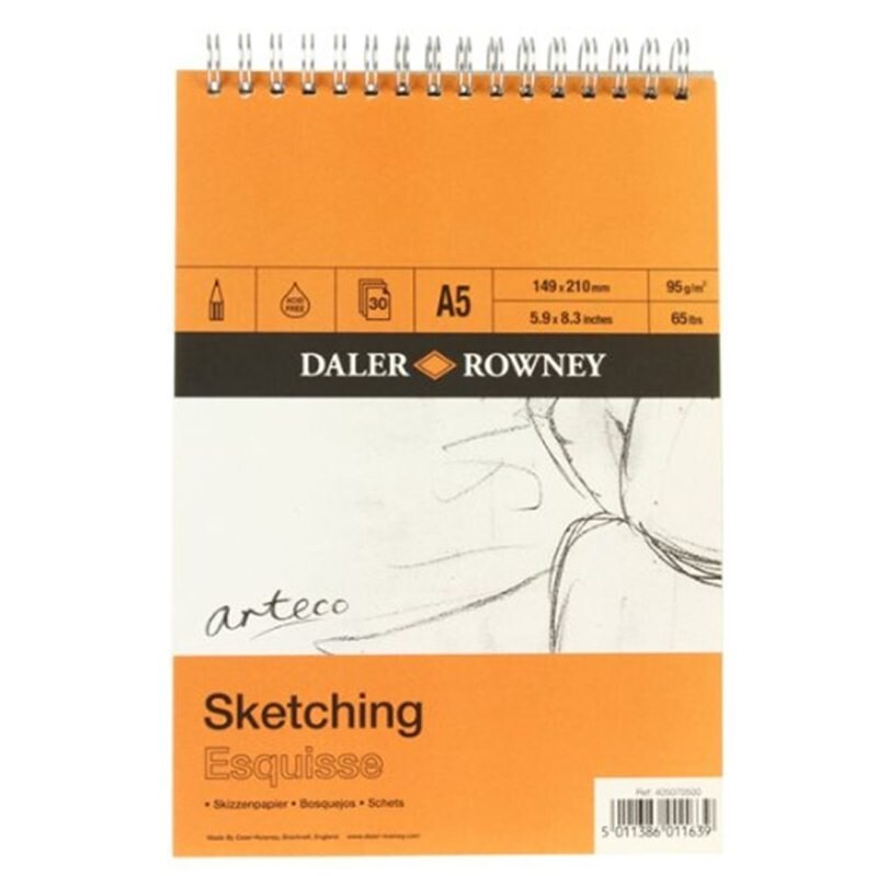 Bloc Arteco, Daler Rowney, 30 coli, 95g, cu spira - A5