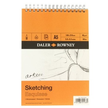 Bloc Arteco, Daler Rowney, 30 coli, 95g, cu spira - A5 Bloc Arteco, Daler Rowney, 30 coli, 95g, cu spira - A5
