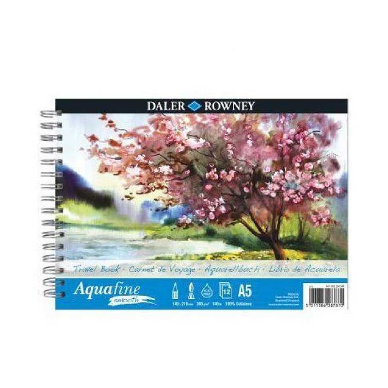 Bloc desen, Travelbook Aquafine Smooth, 300g, format A5, cu spira