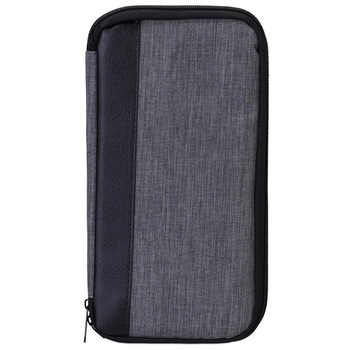 Port documente, Relaxdays, organizator acte, 25,5x14,5x2 cm, textil/imitatie piele, gri/negru Port documente, Relaxdays, organizator acte, 25,5x14,5x2 cm, textil/imitatie piele, gri/negru