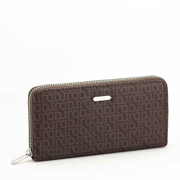 Portofel maro inchis cu imprimeu Lola