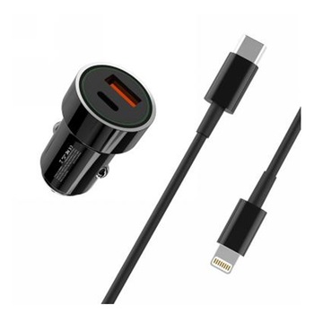 Incarcator Auto XO-TZ11, 20W, QC3.0, PD3.0 Output, cu cablu Type-C to Lightning, Negru Incarcator Auto XO-TZ11, 20W, QC3.0, PD3.0 Output, cu cablu Type-C to Lightning, Negru