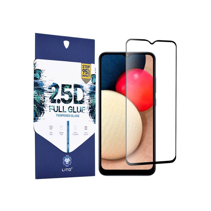 Folie Protectie Lito Full Glue Pentru Samsung galaxy A02s, Transparenta Cu Margine Neagra