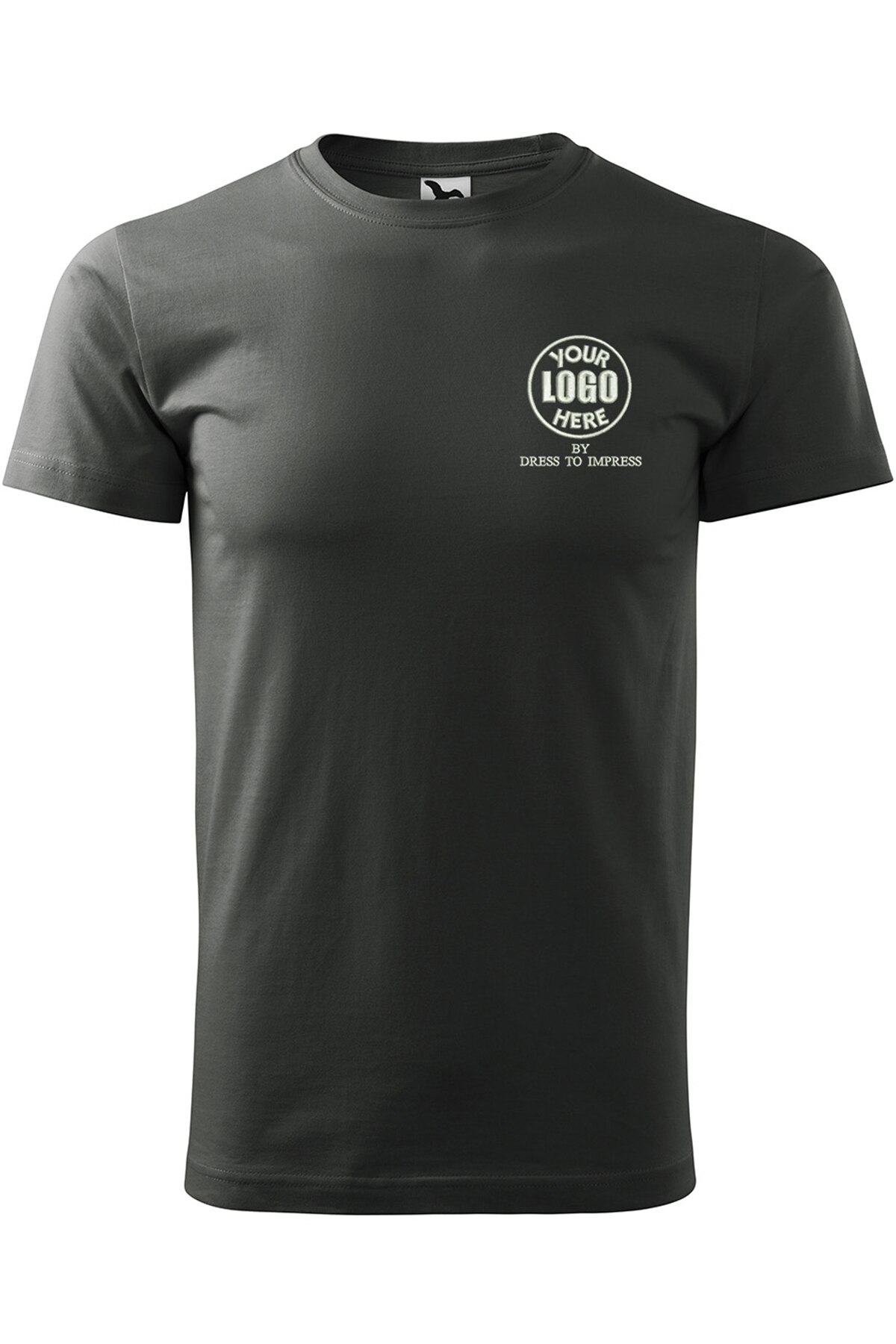 Tricou basic personalizat cu logoul tau prin broderie, bumbac, barbatesc, Dress To Impress, Gri ardezie