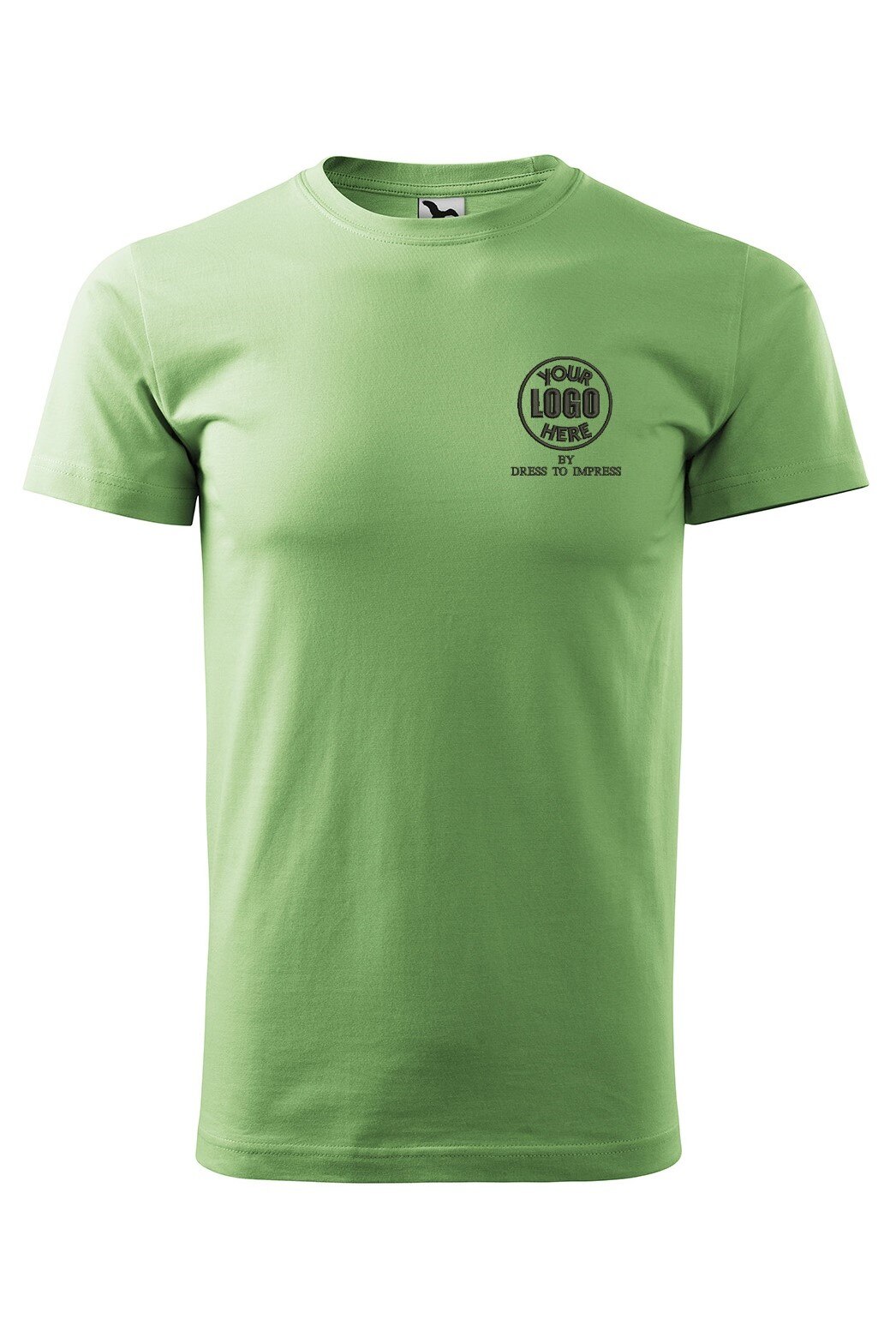 Tricou basic personalizat cu logoul tau prin broderie, bumbac, barbatesc, Dress To Impress, Verde iarba