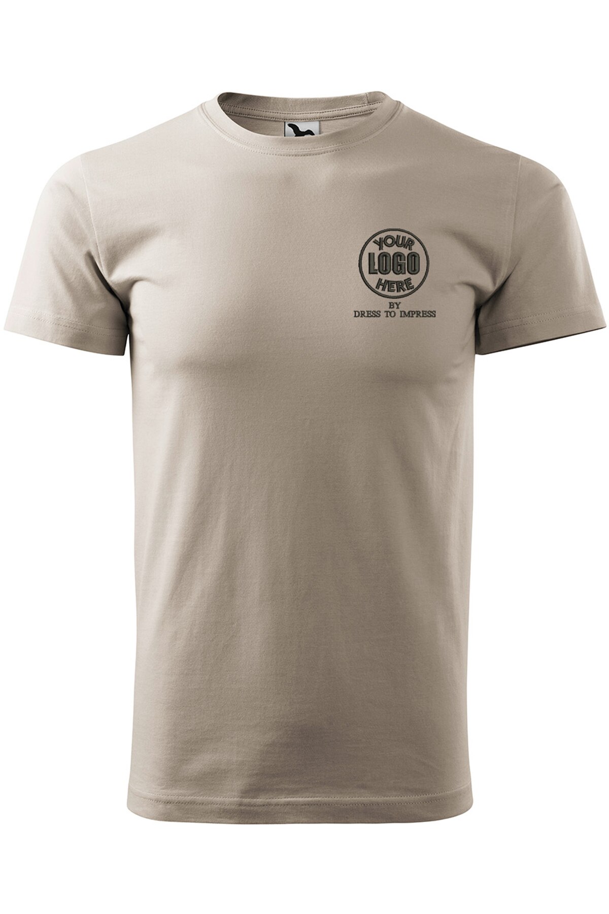 Tricou basic personalizat cu logoul tau prin broderie, bumbac, barbatesc, Dress To Impress, GRI ICE