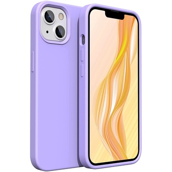 Husa compatibila cu iPhone 13, slim din silicon, interior din catifea, Mov, PlanetPhone Husa compatibila cu iPhone 13, slim din silicon, interior din catifea, Mov, PlanetPhone