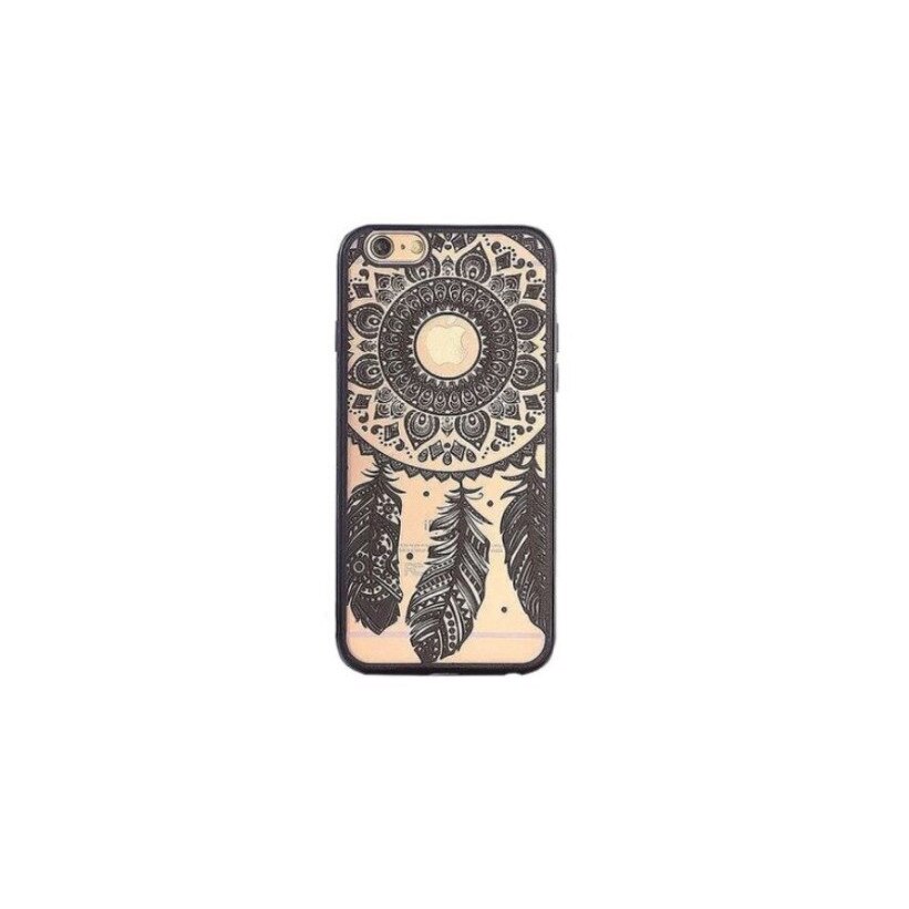 Husa pentru iPhone 6S, bumper, model tribal, Negru/Transparent