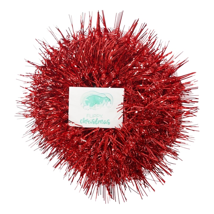 Flippy Karácsonyi girland, 18. modell, piros, méret: 2 m x 8 cm, anyag: PVC fólia, beltéri/kültéri