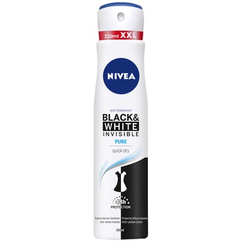 Deodorant spray Nivea Invisible for Black & White Pure, 250 ml Deodorant spray Nivea Invisible for Black & White Pure, 250 ml