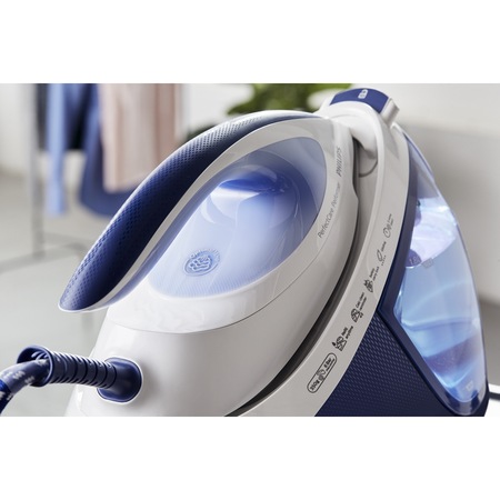 Statie de calcat Philips PerfectCare Performer GC8731/20, OptimalTemp, Talpa SteamGlide, 2400 W, 1.8 l, 390 g/min, Detartrare automata, Soft Grip, Albastru