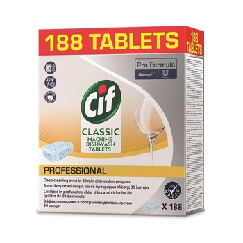 Tablete detergent pentru masina de spalat vase Cif Professional, 188 bucati Tablete detergent pentru masina de spalat vase Cif Professional, 188 bucati