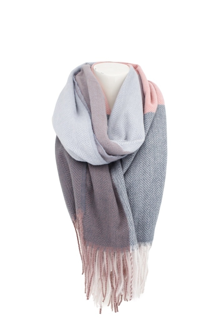 Fular Super Soft Luxe, Antonio, 620177399 Roz/Gri deschis, 190 x 65 cm