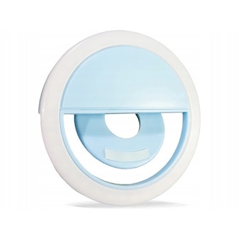 Lampa portabila cu inel LED pentru telefon, Zola®, putere 3W, temperatura culorii 5000K-7000K, albastru