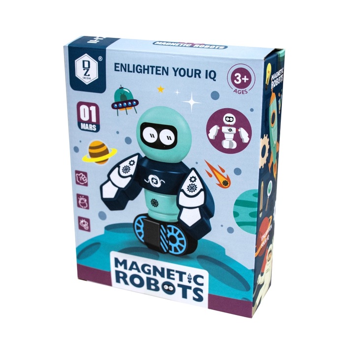 Set inteligent de piese magnetice, Robotel, 7 piese, Albastru, Avaleea