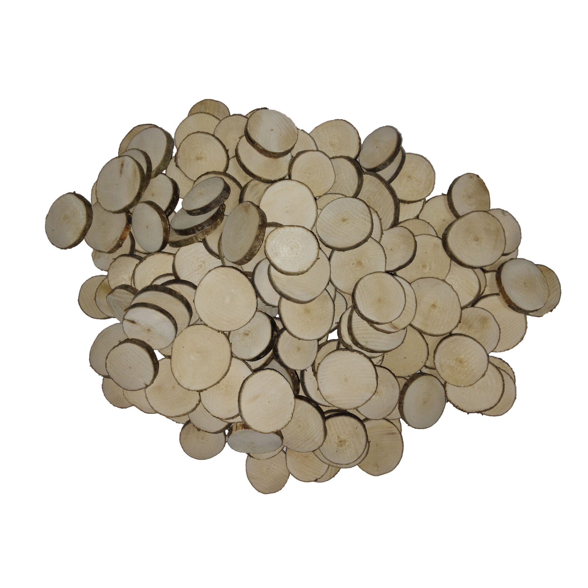 Set 50 buc rondele lemn brute cu diametrul 3.5 - 4 cm, model N