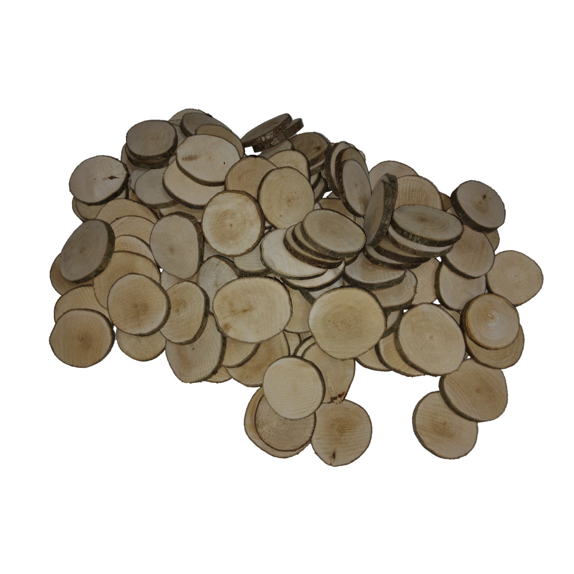 Set 25 buc rondele lemn brute cu diametrul 4.5 - 5 cm, model O