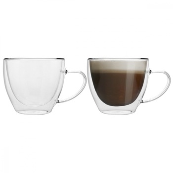 Set 2 cesti termice Florina, 250 ml, Sticla, Transparent Set 2 cesti termice Florina, 250 ml, Sticla, Transparent