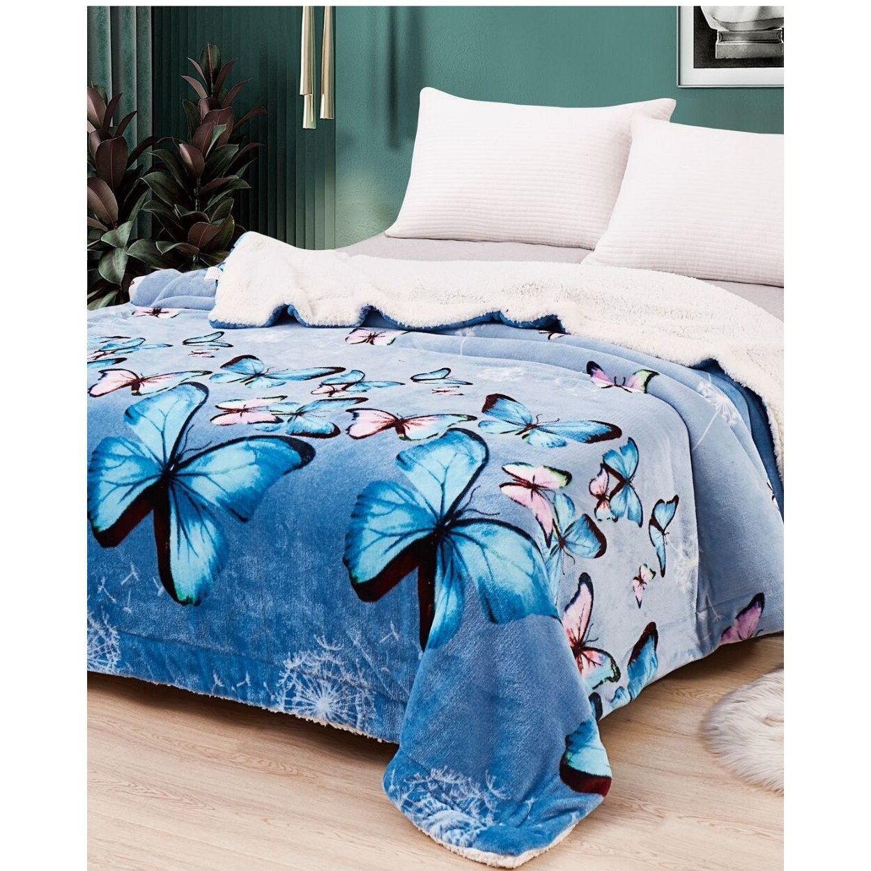 Patura Cocolino Dubla cu Blanita, Blue Butterflies, PDBF-04