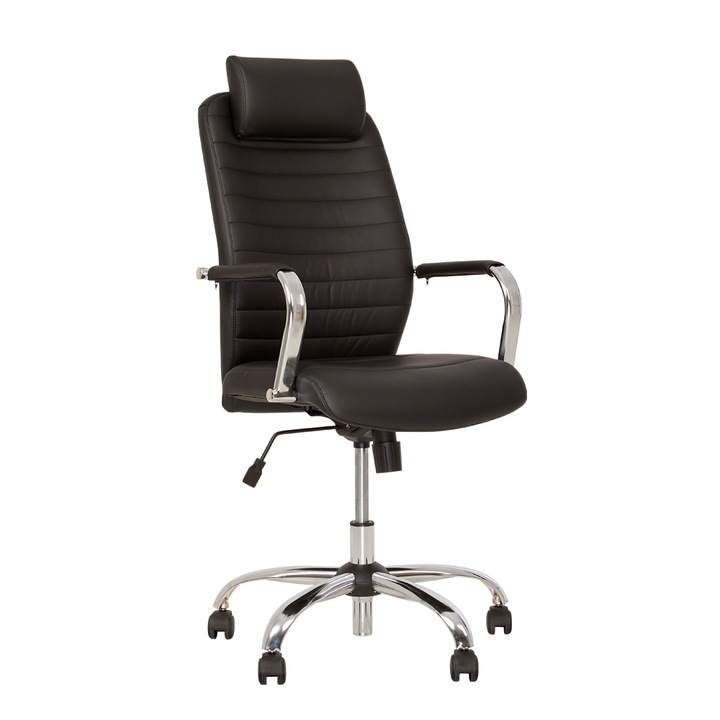 Scaun directorial, cu tetiera reglabila, CARRY HR, piele ecologica, negru