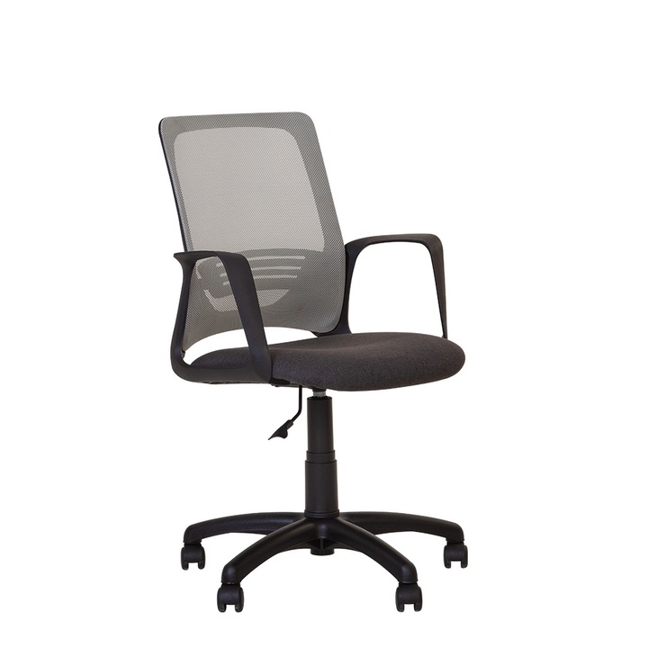 Scaun de birou AMA GTP, cu brate, mesh/textil, gri inchis