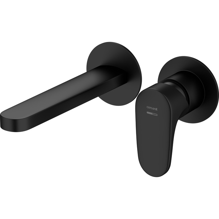 Смесител за умивалник за вграждане Cersanit Inverto S951-296, С аератор, Керамичен патрон, Черен + Златиста дръжка