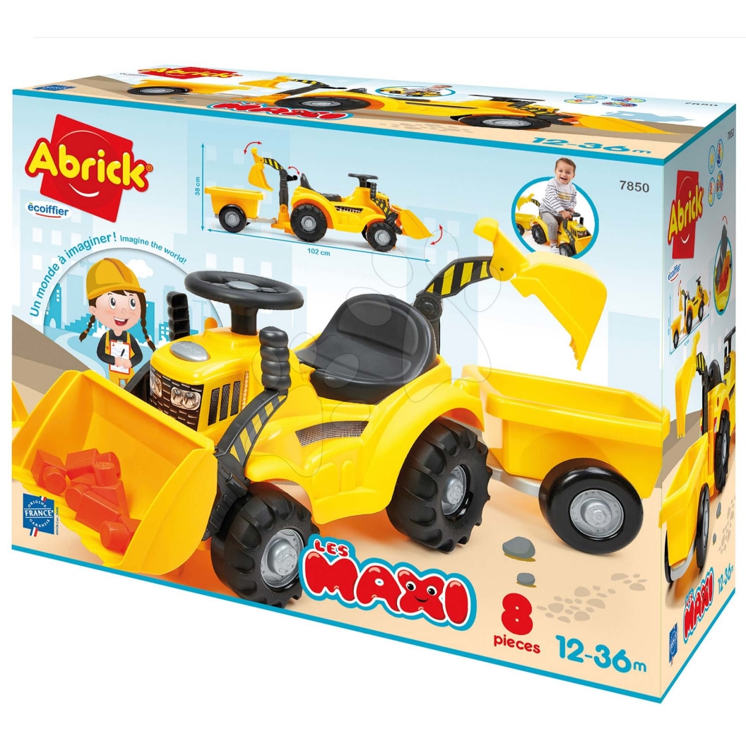 Tractoras cu remorca, excavator si incarcator, Backhoe Ride on Maxi Abrick, Ecoiffier, 7850