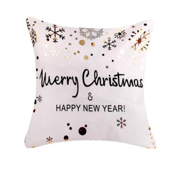 Fata de perna decorativa de Craciun Merry Christmas fulgi aurii 45 x 45 cm