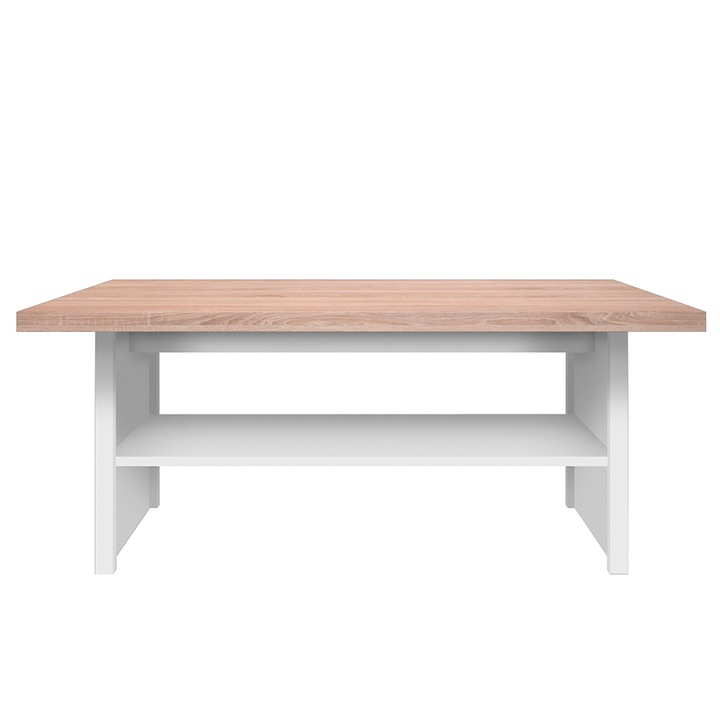 Masuta de cafea din pal melaminat alb si maro stejar sonoma TOPTY 115x55x48 cm