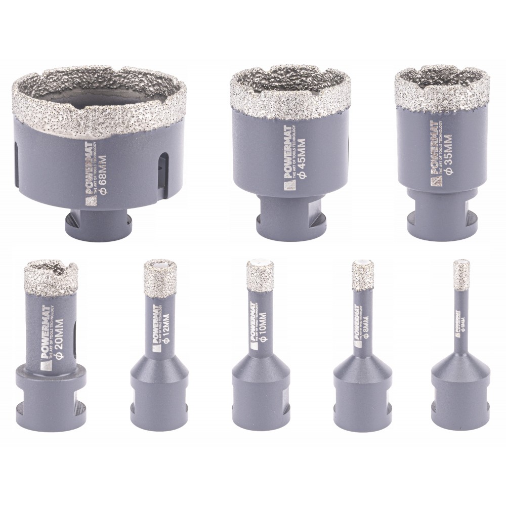 Set 9 piese freze diamantate si adaptor Powermat M14/HEX