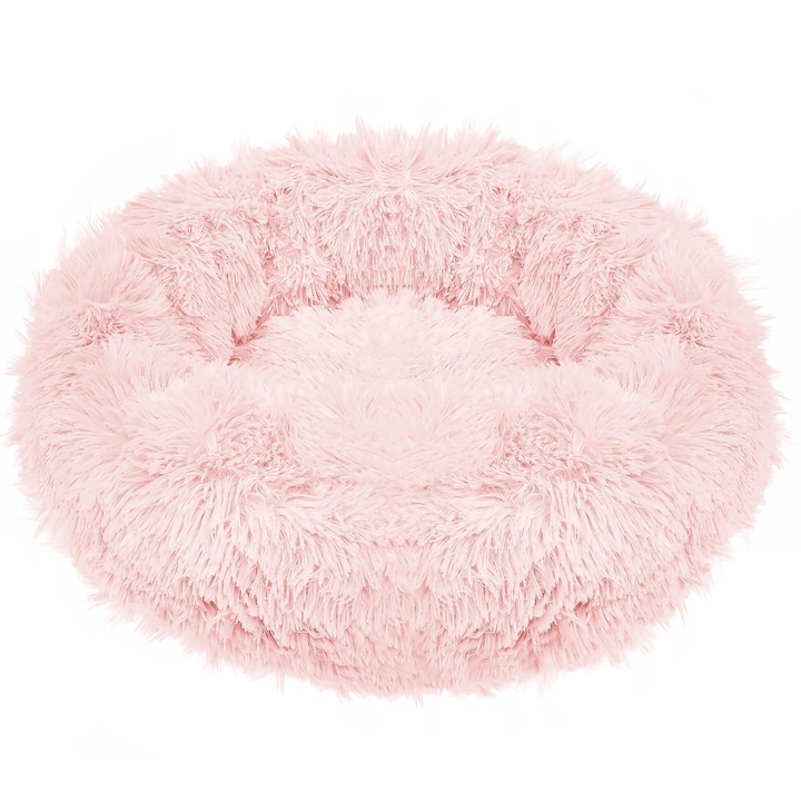 Легло за кучета и котки Sersimo, Със свалящ се калъф, Светло розово, Диаметър 80см