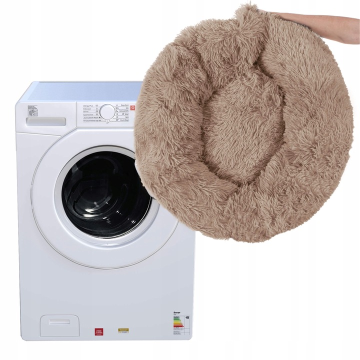 Pat Sersimo pentru caini si pisici, cu husa detasabila, maro deschis, diametru 80cm+