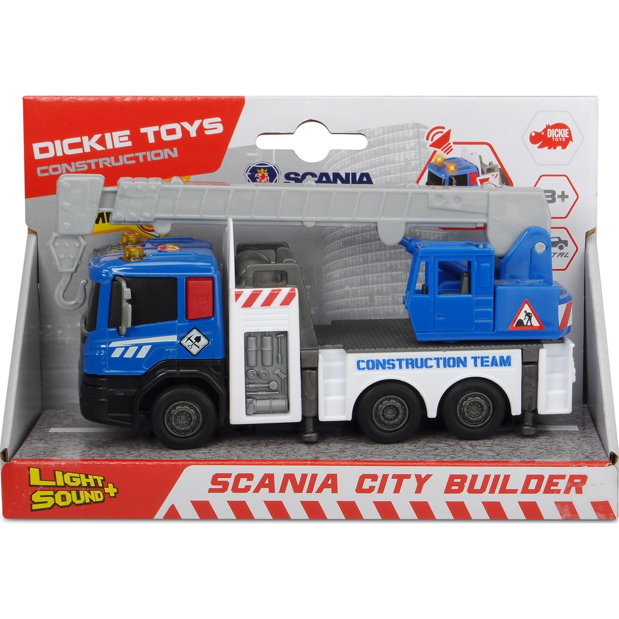 Automacara Dickie Toys Construction - Scania, cu sunete si lumini, 17 cm